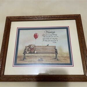 Vintage Picture With Frame by Gail Brown- Blessings Poem By Ken‎ Brown - 1986
